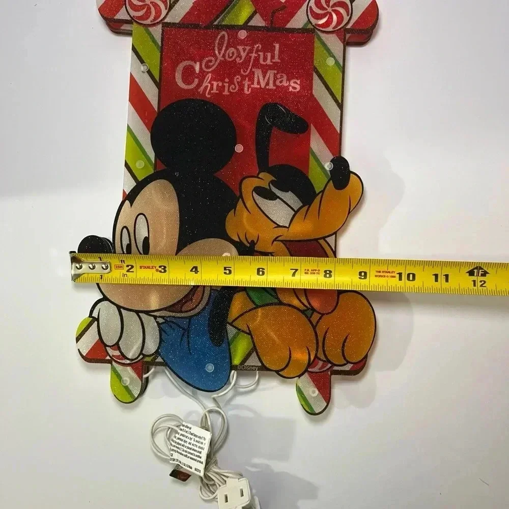 2010 Disney Mickey & Pluto Joyful Christmas Lights Lighted Sculpture 15 Inch
